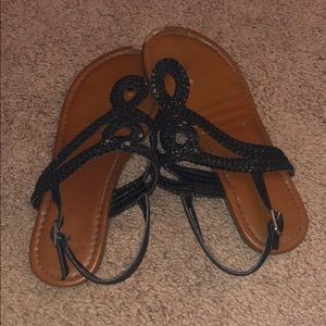 Girls black and brown sandals Size 2